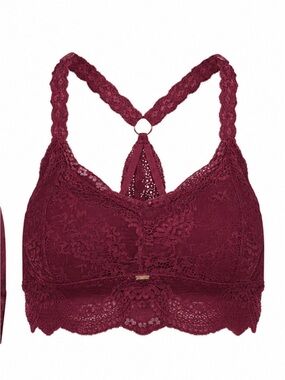 Lace Racerback Bralette in Deep Wine